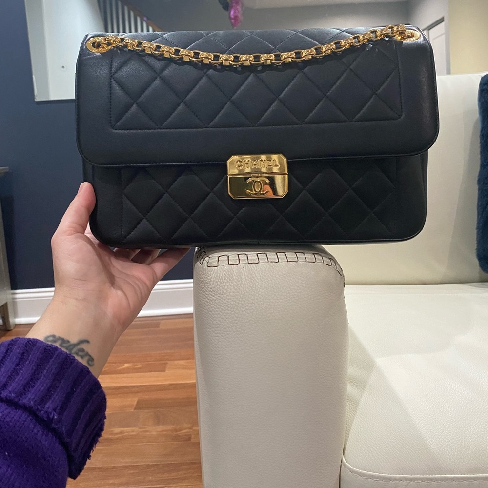 Chanel Black Quilted Leather Chic With Me Flap Bag